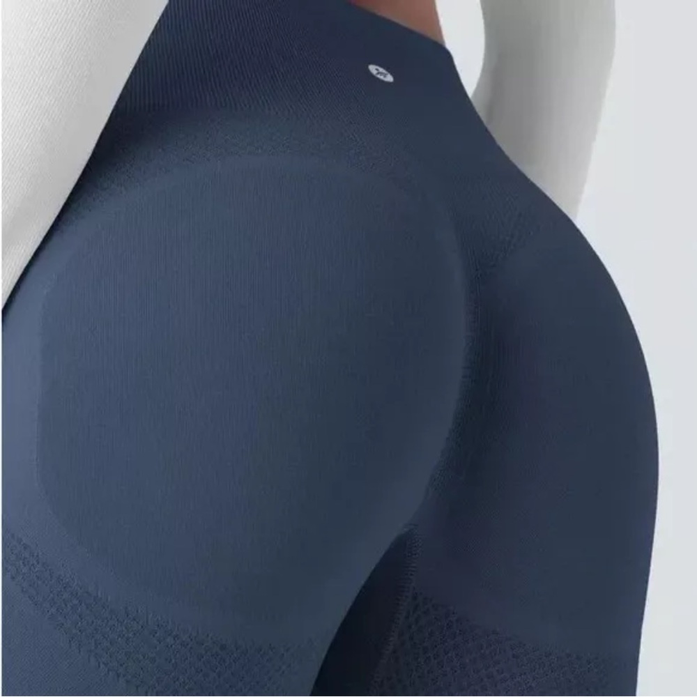 Halara Navy Scrunch Butt Side Ribbed High Waist Butt Lifting 7/8 Legging S NWT